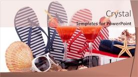  Presentation with beach party - Slides with beach-accessories-seashells-sand-two background and a lemonade colored foreground