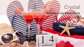  Presentation with cocktail party - Colorful theme enhanced with beach-accessories-seashells-sand-two backdrop and a lemonade colored foreground