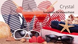  Presentation with honeymoon - PPT theme having beach-accessories-seashells-sand-two background and a lemonade colored foreground