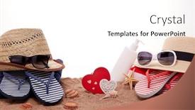  Presentation with beach party - Amazing theme having beach-accessories-seashells-sand backdrop and a white colored foreground