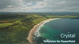  Presentation with rain clouds - Amazing theme having beach-aerial-view-panoramic-landscape backdrop and a ocean colored foreground