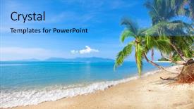  Presentation with coconut tree - Slide deck enhanced with beach and coconut plm tree background and a teal colored foreground
