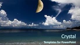  Presentation with moon - Presentation theme with beach and moon background and a ocean colored foreground