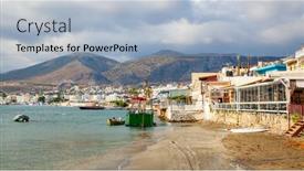  Presentation with island resort - Presentation consisting of beach-and-resort-town background and a light blue colored foreground