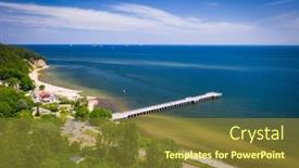  Presentation with summer - Presentation theme having beach-and-the-pier background and a tawny brown colored foreground