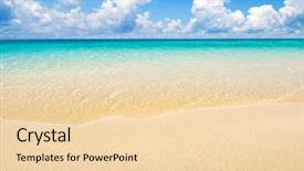  Presentation with sea and beach - Audience pleasing theme consisting of water ocean - beach and tropical sea backdrop and a lemonade colored foreground