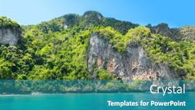  Presentation with thailand - PPT theme consisting of beach-and-tropical-sea background and a teal colored foreground