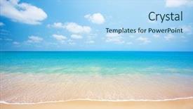  Presentation with tropical - Slide set having beach and tropical sea background and a light blue colored foreground