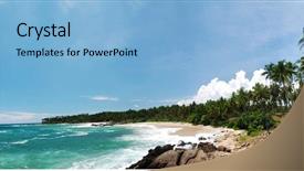  Presentation with turquoise beach - Colorful slide deck enhanced with beach and turquoise sea backdrop and a light blue colored foreground