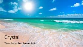  Presentation with stormy sea waves - Presentation enhanced with beach and waves of caribean background and a  colored foreground