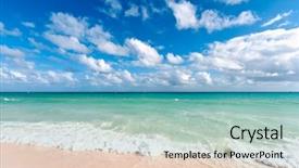  Presentation with waves - Cool new presentation design with beach and waves of caribean backdrop and a  colored foreground