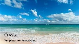  Presentation with waves - Theme enhanced with beach and waves of caribean background and a  colored foreground