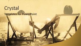  Presentation with grey change the job - Cool new presentation with beach animation - grey background against couple lying backdrop and a blonde colored foreground