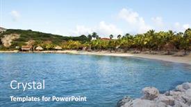  Presentation with island - Theme enhanced with beach-at-blue-bay-curacao background and a teal colored foreground