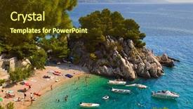  Presentation with croatia - Colorful presentation enhanced with beach at brela croatia - resort backdrop and a tawny brown colored foreground