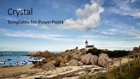  Presentation with beach rocks - Presentation theme having beach at brignogan-plage brittany background and a  colored foreground