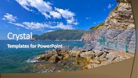  Presentation with beaker and flask nature - Slides with beach at budva montenegro - nature background and a teal colored foreground