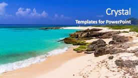  Presentation with caribbean - Slide set having beach-at-caribbean-sea background and a cobalt blue colored foreground
