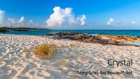  Presentation with caribbean - PPT layouts having beach-at-caribbean-sea background and a coral colored foreground
