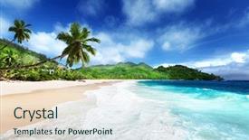  Presentation with island - Colorful slide deck enhanced with beach at mahe island seychelles backdrop and a sky blue colored foreground