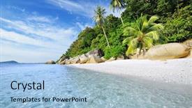  Presentation with malaysia - Audience pleasing slide deck consisting of beach at perhentian islands malaysia backdrop and a light blue colored foreground