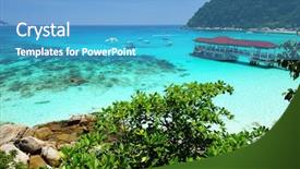  Presentation with malaysia - Slide set with beach at perhentian islands malaysia background and a teal colored foreground