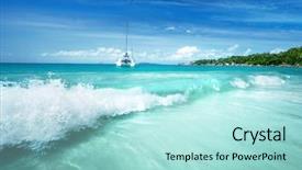  Presentation with island - PPT theme with beach at praslin island seychelles background and a arctic colored foreground