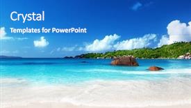  Presentation with island - Cool new presentation theme with beach at praslin island seychelles backdrop and a teal colored foreground