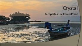  Presentation with sunset beach - PPT theme with beach at sunset in tide background and a coral colored foreground