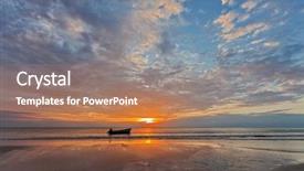  Presentation with sunset beach - Beautiful theme featuring beach at sunset in tide backdrop and a coral colored foreground