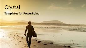  Presentation with sunset beach - Slide set featuring sunset on canary islands background and a yellow colored foreground