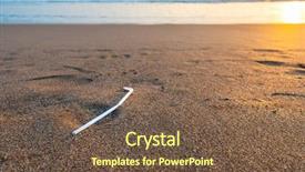  Presentation with sunset beach - Cool new PPT theme with beach at sunset plastic pollution backdrop and a tawny brown colored foreground