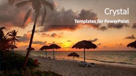  Presentation with sunset beach - Slides featuring beach at sunset varadero cuba background and a coral colored foreground