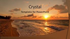  Presentation with sunset beach - Amazing slides having beach at sunset varadero cuba backdrop and a coral colored foreground