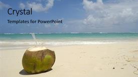  Presentation with republic dominican - Colorful presentation theme enhanced with beach at the dominican republic backdrop and a teal colored foreground