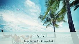  Presentation with resort - PPT theme enhanced with beach at tropical resort travel background and a sky blue colored foreground