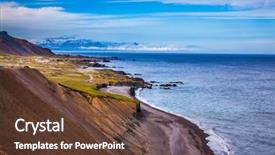  Presentation with volcanic eruption sopka klyuchevskoy volcano - Slide set consisting of beach atlantic ocean summer tour background and a  colored foreground