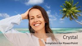  Presentation with polynesia - Colorful presentation design enhanced with beach background in french polynesia backdrop and a coral colored foreground