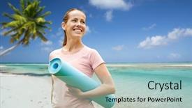  Presentation with healthy lifestyle - Presentation theme featuring beach background in french polynesia background and a  colored foreground
