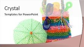  Presentation with beach bag - Theme featuring beach bag for a sunny summer vacation day background and a white colored foreground