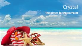  Presentation with beach bag - Amazing theme having beach-bag-hat-and-starfish backdrop and a teal colored foreground