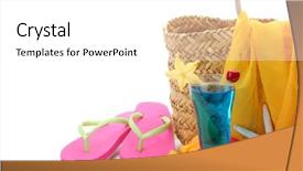  Presentation with beach bag - Presentation theme with beach bag with swimming suit on white background background and a white colored foreground