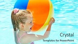  Presentation with swimming pool - Cool new theme with beach ball - little girl swimming in pool backdrop and a cool aqua colored foreground