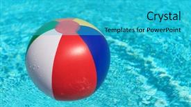  Presentation with beach ball sand dunes - Presentation featuring beach ball floating in water background and a teal colored foreground