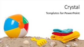  Presentation with beach ball sand dunes - Cool new PPT layouts with beach ball with shells toys backdrop and a  colored foreground