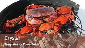  Presentation with charcoal - Audience pleasing presentation design consisting of beach bbq - crab on charcoal grill backdrop and a tawny brown colored foreground