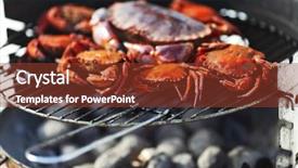  Presentation with charcoal - Amazing theme having beach bbq - crab on charcoal grill backdrop and a tawny brown colored foreground