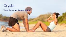  Presentation with personal training - Presentation theme consisting of beach beautiful asian female model background and a sky blue colored foreground