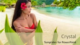 Presentation with swim suit - Slide set with beach-beauty-woman-natural-exotic background and a lemonade colored foreground
