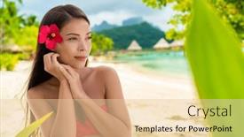  Presentation with swim suit - Presentation with beach-beauty-woman-natural-exotic background and a lemonade colored foreground